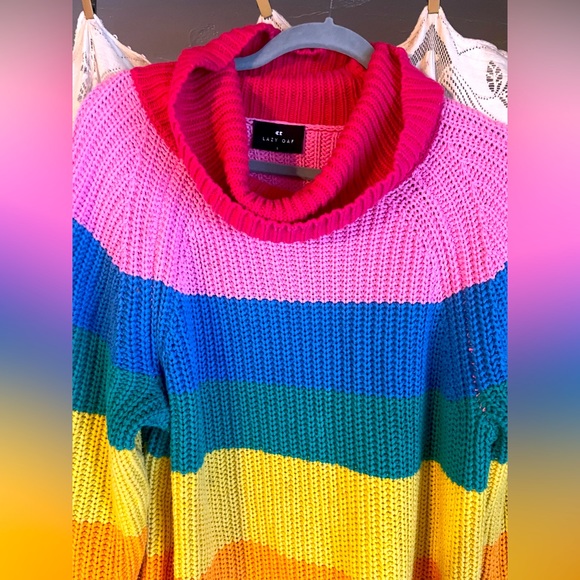 Lazy Oaf Rainbow Turtleneck Sweater - Picture 2 of 3